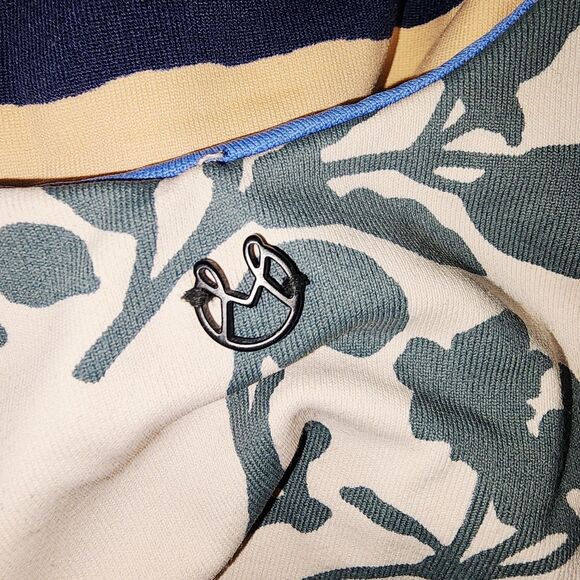 MAAJI "DUSK TIL DAWN" Sz M Floral Leaves Print Ruffle Shoulders Logo Swimsuit - Picture 6 of 7